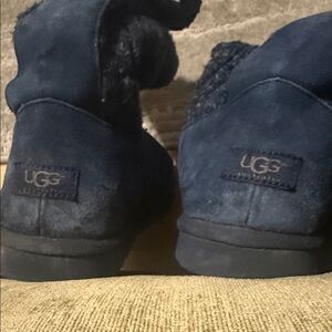 UGG Navy Suede Short Shearling Booties